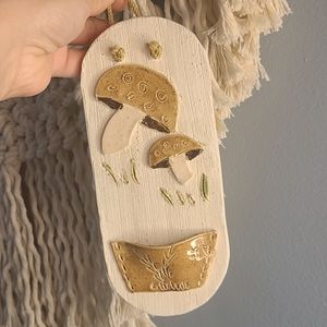 Decorative ceramic mushrooms.